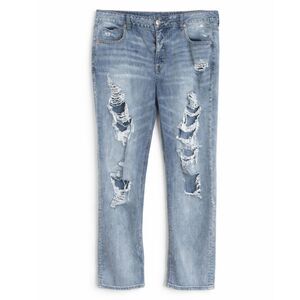 AMERICAN EAGLE TOMBOY RELAXED HEAVILY DISTRESSED COTTON CASUAL EVERYDAY JEANS